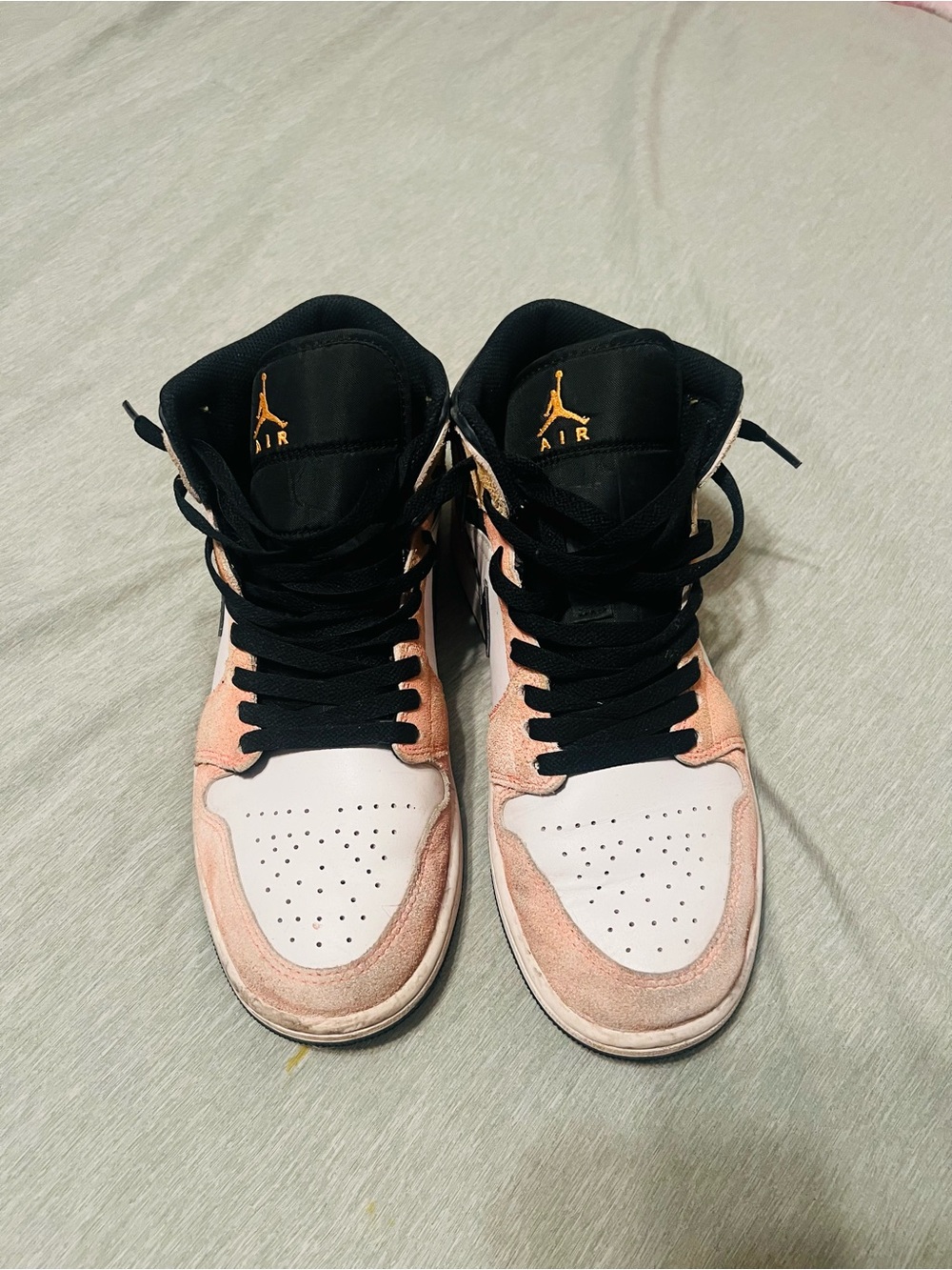 Nike Air Jordan 1 Peach Suede & White Leather High Tops